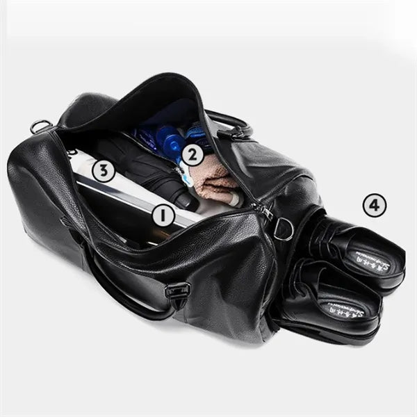 PU Travel Gym Bag Waterproof with Shoe Compartment