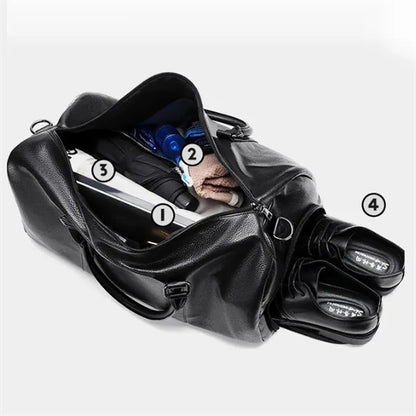 PU Travel Gym Bag Waterproof with Shoe Compartment