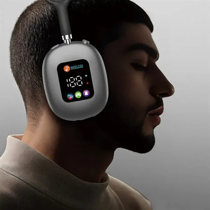 LED Display Wireless Headphones Over-Ear Headset