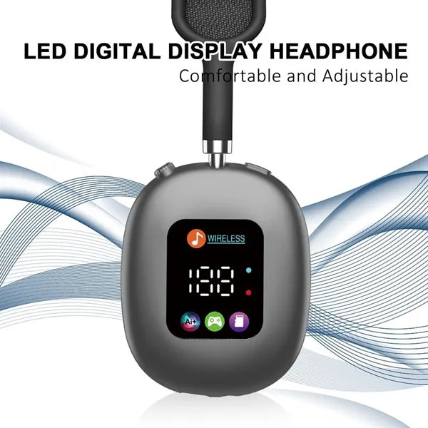 LED Display Wireless Headphones Over-Ear Headset