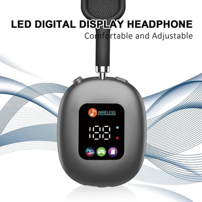 LED Display Wireless Headphones Over-Ear Headset