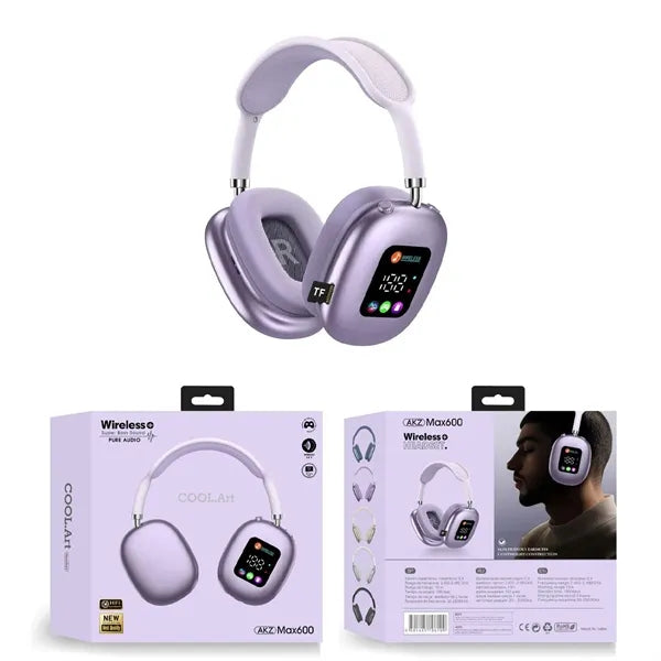 LED Display Wireless Headphones Over-Ear Headset