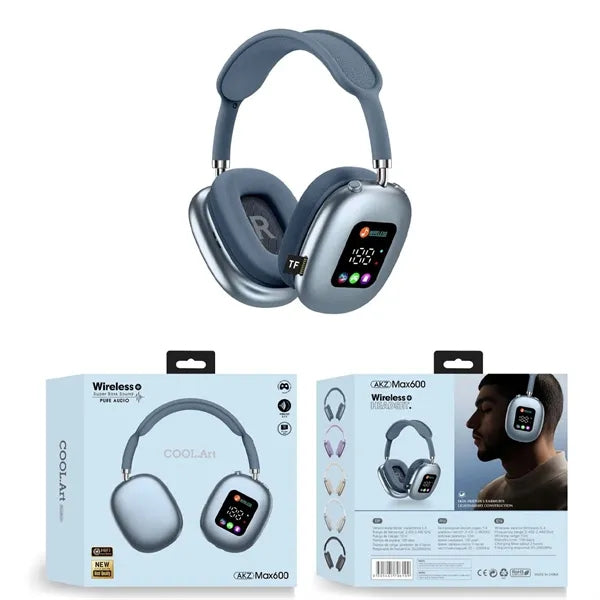 LED Display Wireless Headphones Over-Ear Headset
