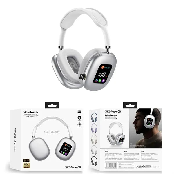 LED Display Wireless Headphones Over-Ear Headset