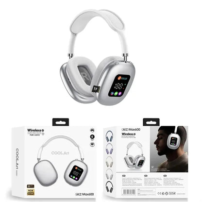 LED Display Wireless Headphones Over-Ear Headset
