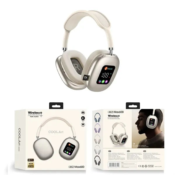 LED Display Wireless Headphones Over-Ear Headset