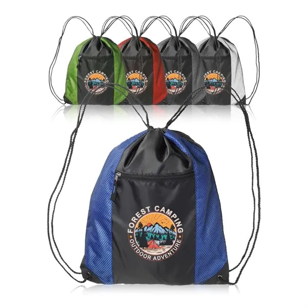 Zipper Pocket Drawstring Backpacks