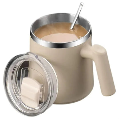 304 Stainless Steel Double-Layer Anti-Scalding Mug With Lid