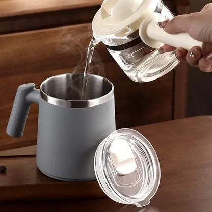 304 Stainless Steel Double-Layer Anti-Scalding Mug With Lid