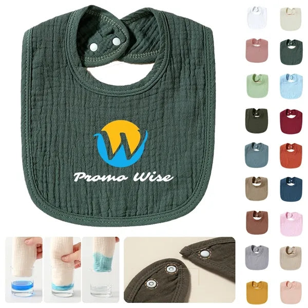 Baby Breathable Cotton Gauze Bib With Double Buckle