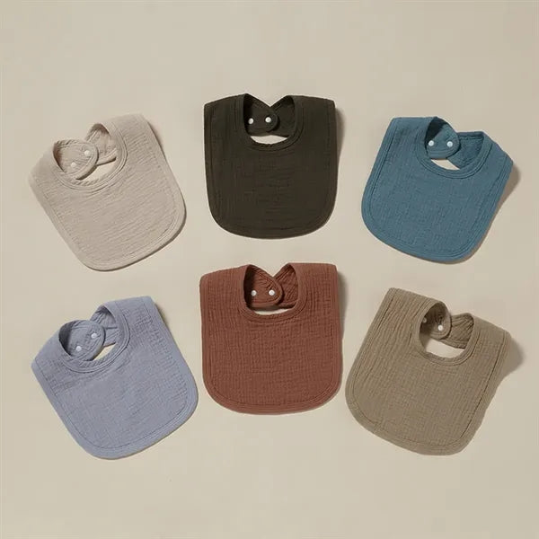 Baby Breathable Cotton Gauze Bib With Double Buckle