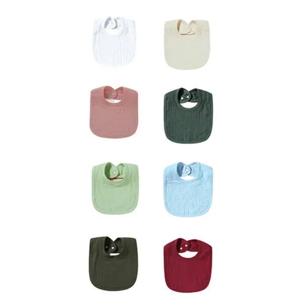 Baby Breathable Cotton Gauze Bib With Double Buckle