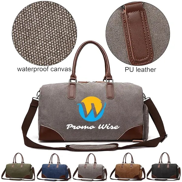 Large Capacity Canvas Tote Gym Bag with Shoe Compartment