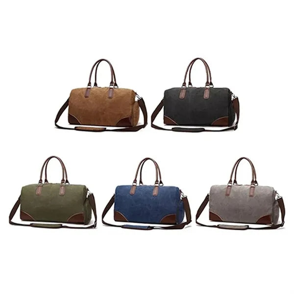 Large Capacity Canvas Tote Gym Bag with Shoe Compartment