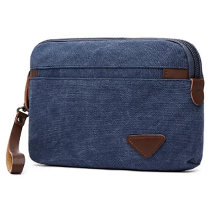 Men's Canvas Casual Zipper Wristlet Clutch Bag