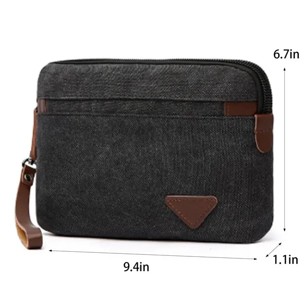Men's Canvas Casual Zipper Wristlet Clutch Bag