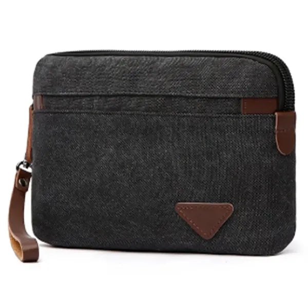Men's Canvas Casual Zipper Wristlet Clutch Bag