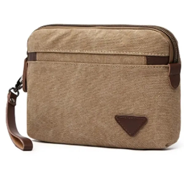 Men's Canvas Casual Zipper Wristlet Clutch Bag