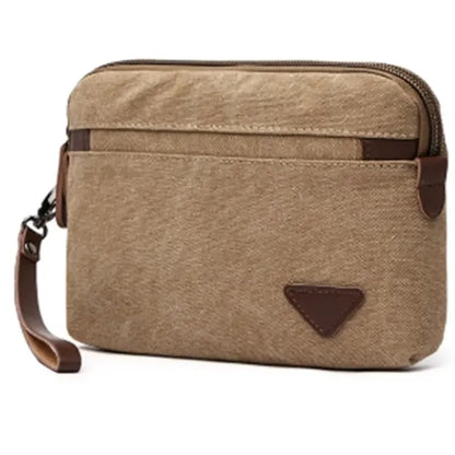 Men's Canvas Casual Zipper Wristlet Clutch Bag