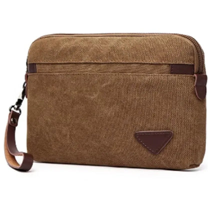 Men's Canvas Casual Zipper Wristlet Clutch Bag