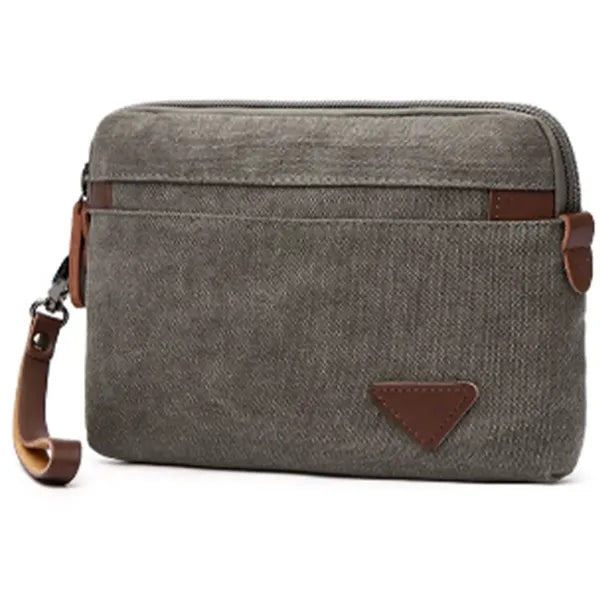Men's Canvas Casual Zipper Wristlet Clutch Bag
