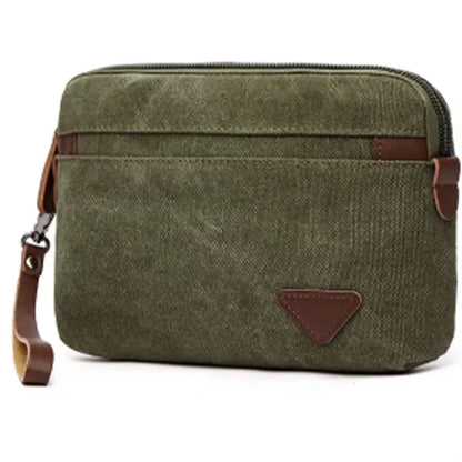 Men's Canvas Casual Zipper Wristlet Clutch Bag
