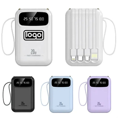 10000mAh Portable Power Bank with Built-in Cable