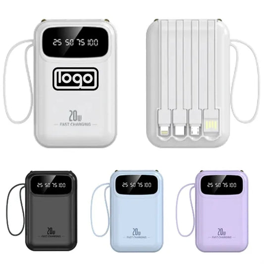 10000mAh Portable Power Bank with Built-in Cable