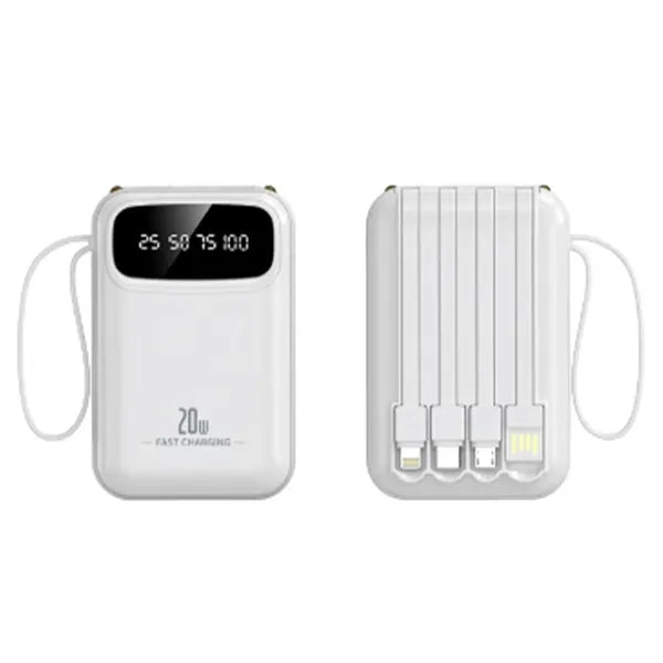10000mAh Portable Power Bank with Built-in Cable