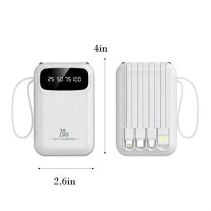 10000mAh Portable Power Bank with Built-in Cable