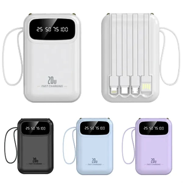 10000mAh Portable Power Bank with Built-in Cable