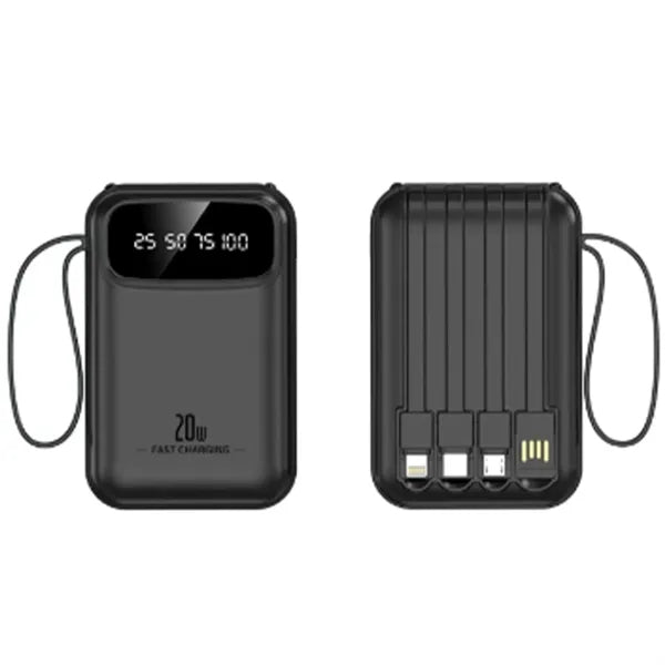 10000mAh Portable Power Bank with Built-in Cable