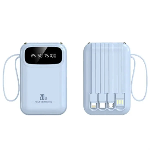 10000mAh Portable Power Bank with Built-in Cable