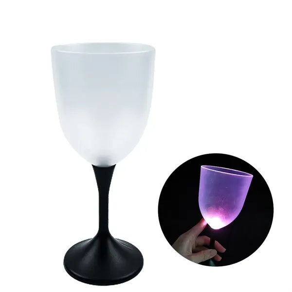 10oz Frosted LED Light UP Plastic Wine Glass