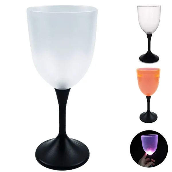10oz Frosted LED Light UP Plastic Wine Glass
