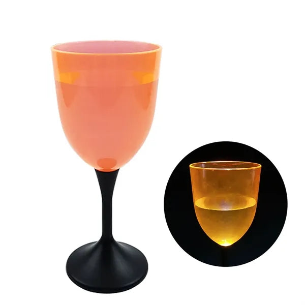 10oz Frosted LED Light UP Plastic Wine Glass