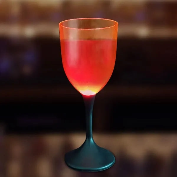 10oz Frosted LED Light UP Plastic Wine Glass