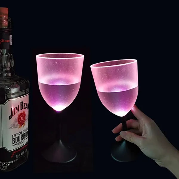 10oz Frosted LED Light UP Plastic Wine Glass