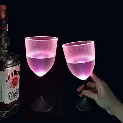 10oz Frosted LED Light UP Plastic Wine Glass
