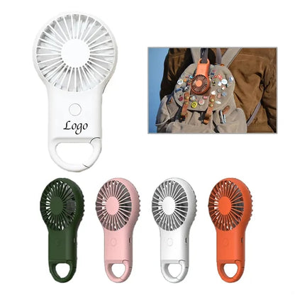 LED Light Handheld Mini Carabiner Keychain Fan