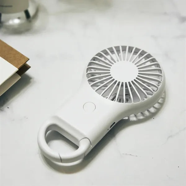 LED Light Handheld Mini Carabiner Keychain Fan