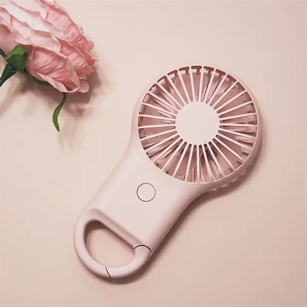 LED Light Handheld Mini Carabiner Keychain Fan