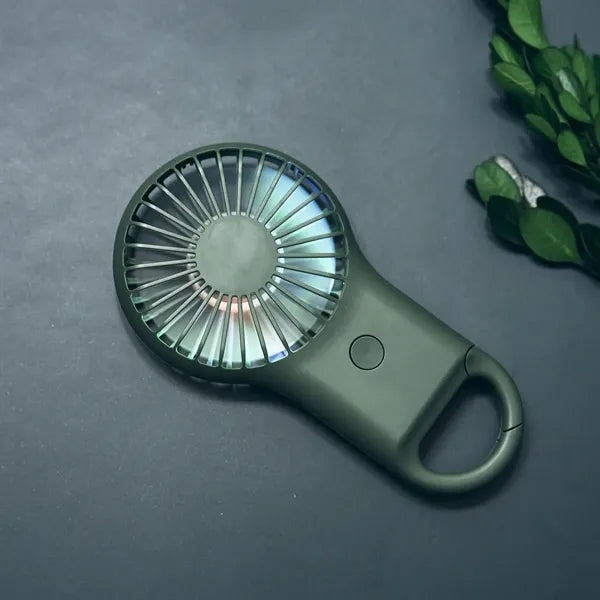 LED Light Handheld Mini Carabiner Keychain Fan