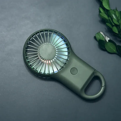 LED Light Handheld Mini Carabiner Keychain Fan