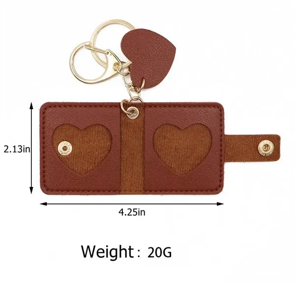 Leather Photo Card Holder Keychain Mini Pocket Album