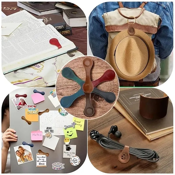Magnetic Leather Bookmarks for Reading Page Clips