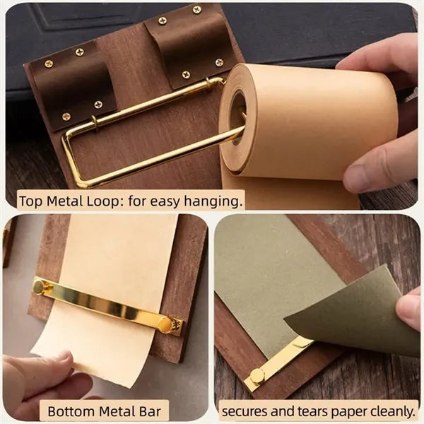 Vintage Hanging Memo Board with Kraft Paper Roll & Cutter