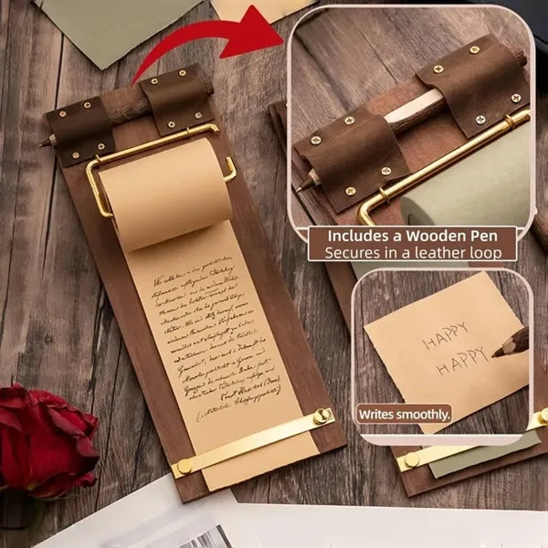 Vintage Hanging Memo Board with Kraft Paper Roll & Cutter