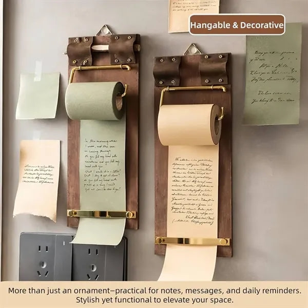 Vintage Hanging Memo Board with Kraft Paper Roll & Cutter