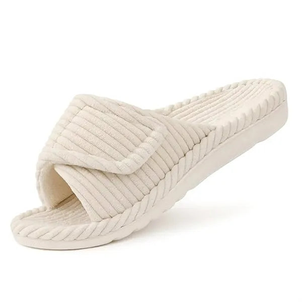 Corduroy Adjustable Strap House Slippers w/ Arch Support